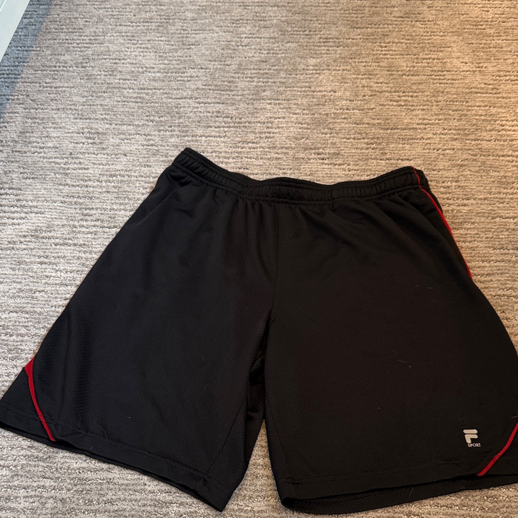 Fila Sport Black Athletic Shorts With Red Trim